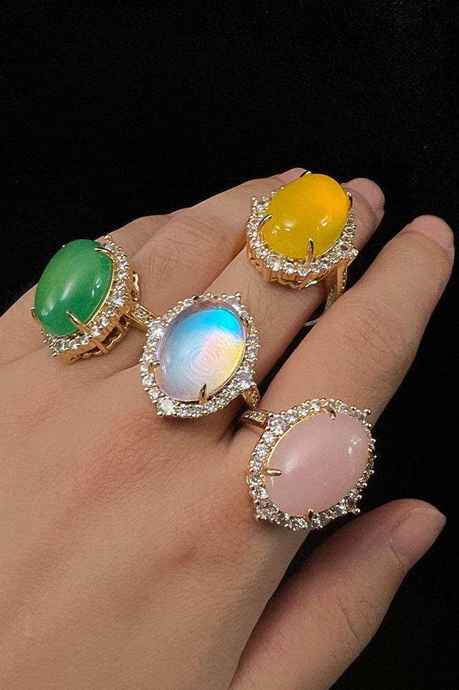 Luxurious Sparkling Crystals Gemstone Rings